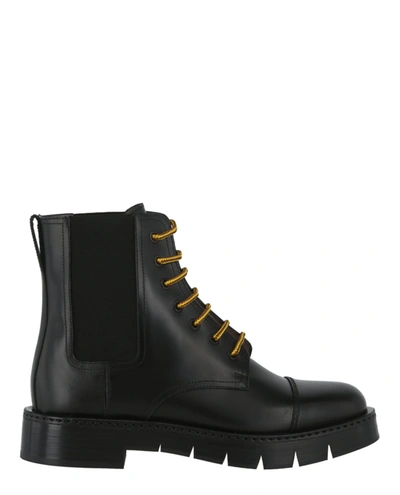 Ferragamo Combat Ankle Boots In Black