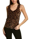St John St. John Cheetah Velour Top In Black