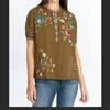 Johnny Was Zanzibar Short Sleeve Prairie Blouse In Jtr In Multi
