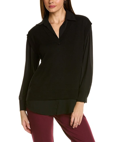 Anne Klein V-neck Sweater Vest In Black