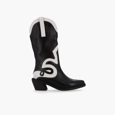 Alohas Black And White Leather Mount Texas Boots