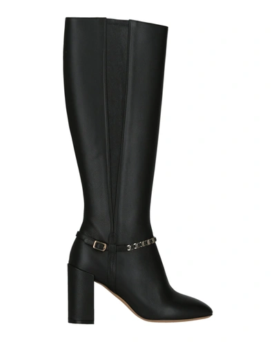 Ferragamo Triba Leather Knee-high Boots In Black
