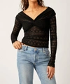 Free People Hold Me Closer Lace Off The Shoulder Crop Top In Black