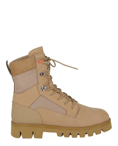 Heron Preston Military Lace-up Boots In Beige