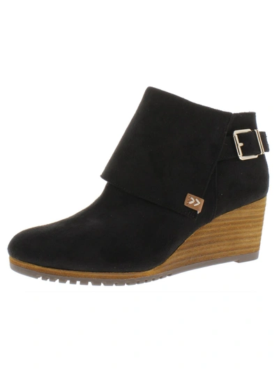 Dr. Scholl's Shoes Create Womens Suede Ankle Wedge Boots In Black