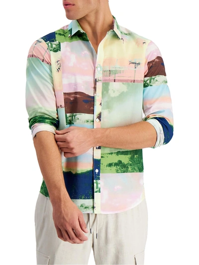 Inc Mens Cotton Printed Button-down Shirt In Multi