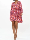 OLIPHANT BALLOON SLEEVE SHORT DRESS IN CORAL PYTHON