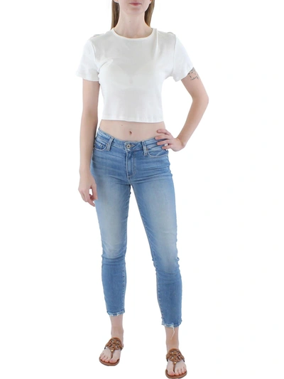 Self E Juniors Womens Cotton Crop T-shirt In White