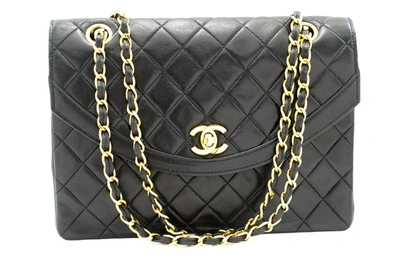 Pre-owned Chanel Half Moon Leather Shoulder Bag () In Black
