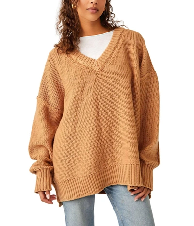 Free People Alli V-neck Sweater In Brown
