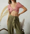 Endless Blu. Tina Twist Front Crop Top In Mauve In Multi
