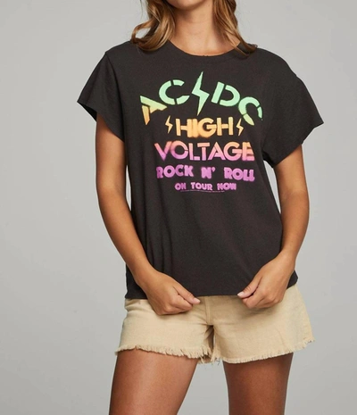 Chaser Ac/dc High Voltage Tee In Vintage Black