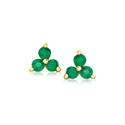 Rs Pure By Ross-simons Emerald Stud Earrings In 14kt Yellow Gold In Green