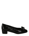 Ferragamo Vara Bow Sequin Pump In Black
