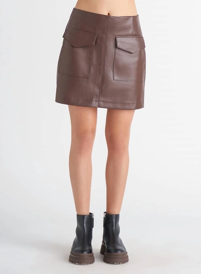 Dex Faux Leather Mini Skirt In Rustic Brown