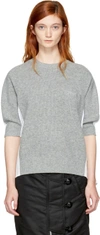 SACAI Grey & White Hybrid Shirt Pullover