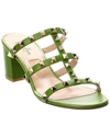 Valentino Rockstud Caged Block-heel Sandals In Green