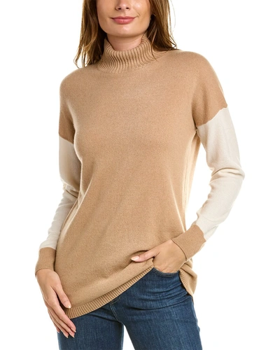 Sofiacashmere Colorblock Cashmere Tunic Sweater In Brown