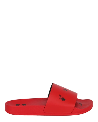 Off-white Ow Logo Pool Slide In Red