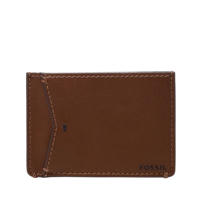 Fossil Men's Joshua Cactus Leather Card Case, Ml4461210 In Brown