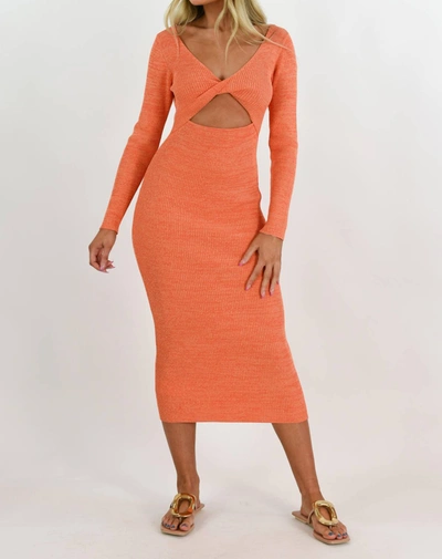 Minkpink Fresco Twist Knit Dress In Coral In Pink