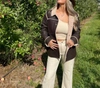 Vintage Havana Faux Leather Reversible Jacket In Brown In Brown