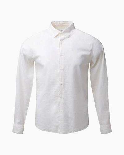 Onia Mens Stretch Linen Long Sleeve Shirt In White