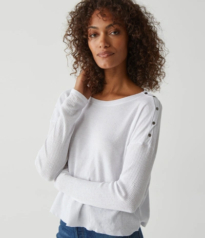 Michael Stars Milo Shoulder Snap Thermal Top In White