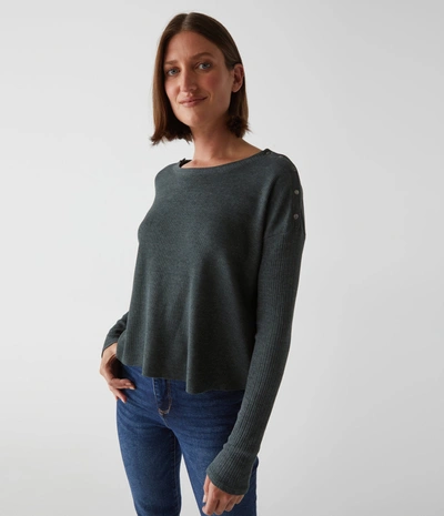 Michael Stars Milo Shoulder Snap Thermal Top In Dark Ivy