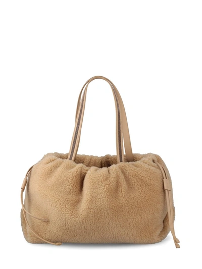 Brunello Cucinelli Drawstring Tote Bag In Honey