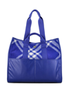 Burberry Plaid Wool Shopper Bag In Blue