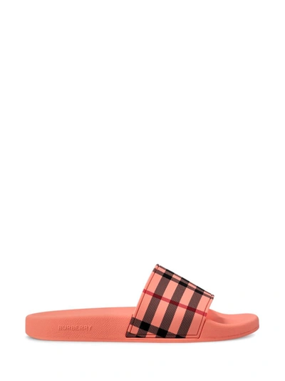 Burberry Sandals In Candy Pink Ip Chk