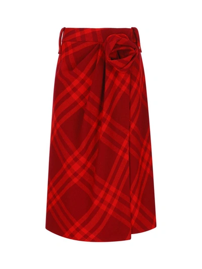 Burberry Checked Ruched Midi Skirt In Ripple Ip Check