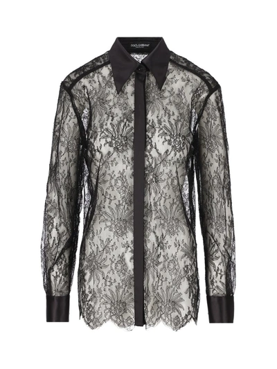 Dolce & Gabbana Lace Shirt In Nero