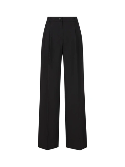 Dolce & Gabbana Womens High-rise Wide-leg Wool Trousers Melange Grigi In Black