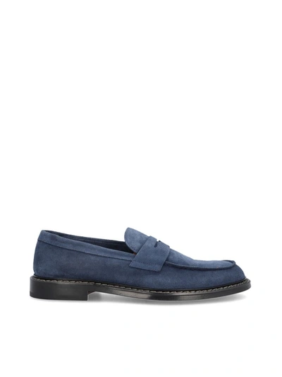 Doucal's Round Head Loafer Shoes In Blue