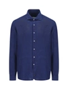 Fay Cotton French Collar Shirt In Blue