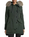 Moncler Aredhel Hooded Down Fur-trim Jacket In Olive