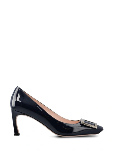 Roger Vivier Black Trompette Patent Decollettè In Blue