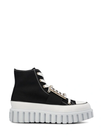 Roger Vivier Embellished Chunky Sole Sneakers In Black