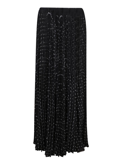 Saint Laurent Polka-dot Silk-georgette Skirt In Black