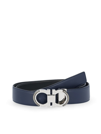 Ferragamo Salvatore  Belts In Bluemarine/black/silver