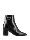 Ferragamo Lamb Leather Ankle Boots With Block Heel In Black