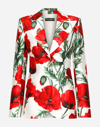 Dolce & Gabbana Poppy Floral-print Single-breasted Blazer Jacket In Multicolor