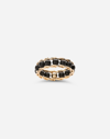 DOLCE & GABBANA TRADITION YELLOW GOLD ROSARY BAND RING WITH BLACK JADES