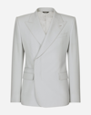 Dolce & Gabbana Double-breasted Stretch Wool Sicilia-fit Jacket In Grey