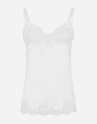 Dolce & Gabbana Satin Lingerie Top With Lace In White