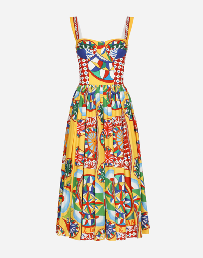 Dolce & Gabbana Graphic-print Midi Dress In Carretto Logo Rosso