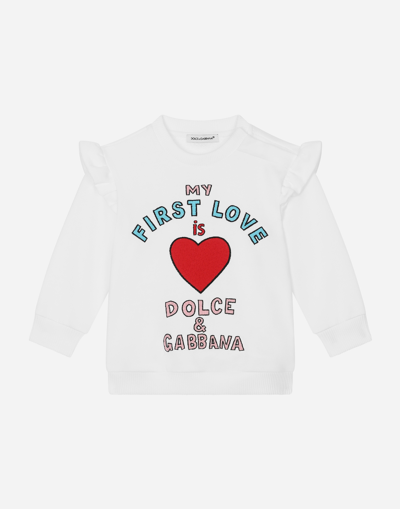 Dolce & Gabbana Babies' Logo-print Ruched-detail Sweatshirt In White