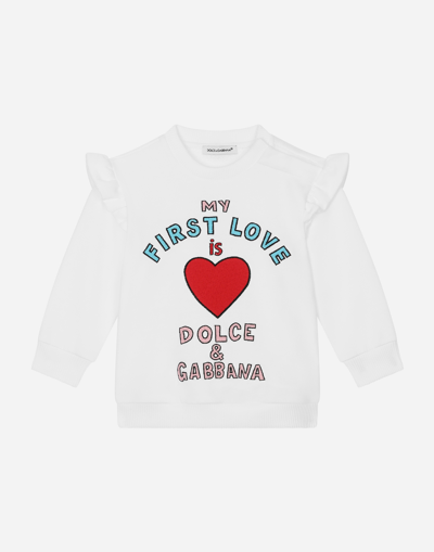 Dolce & Gabbana Babies' 刺绣棉质运动衫 In White